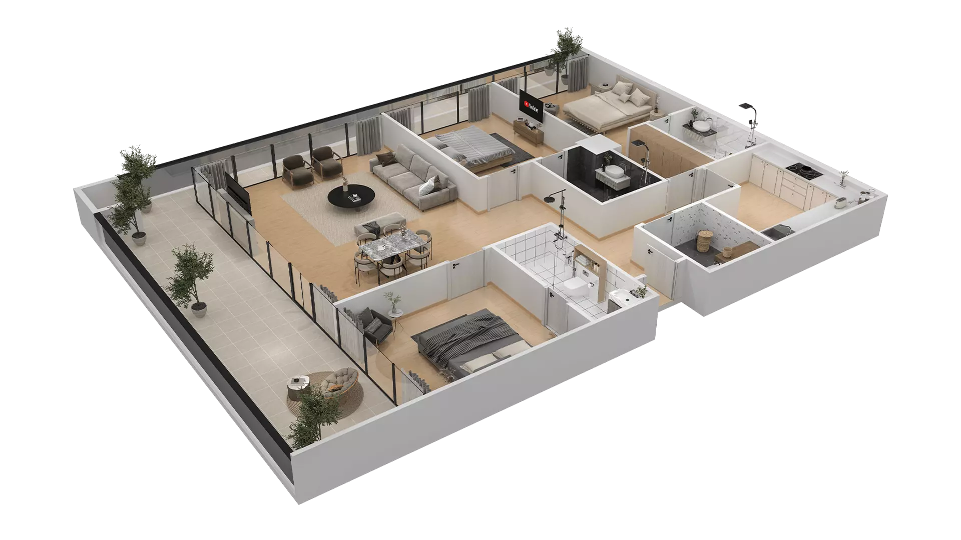 Atrium Hills 3 BHK Terrace Render
