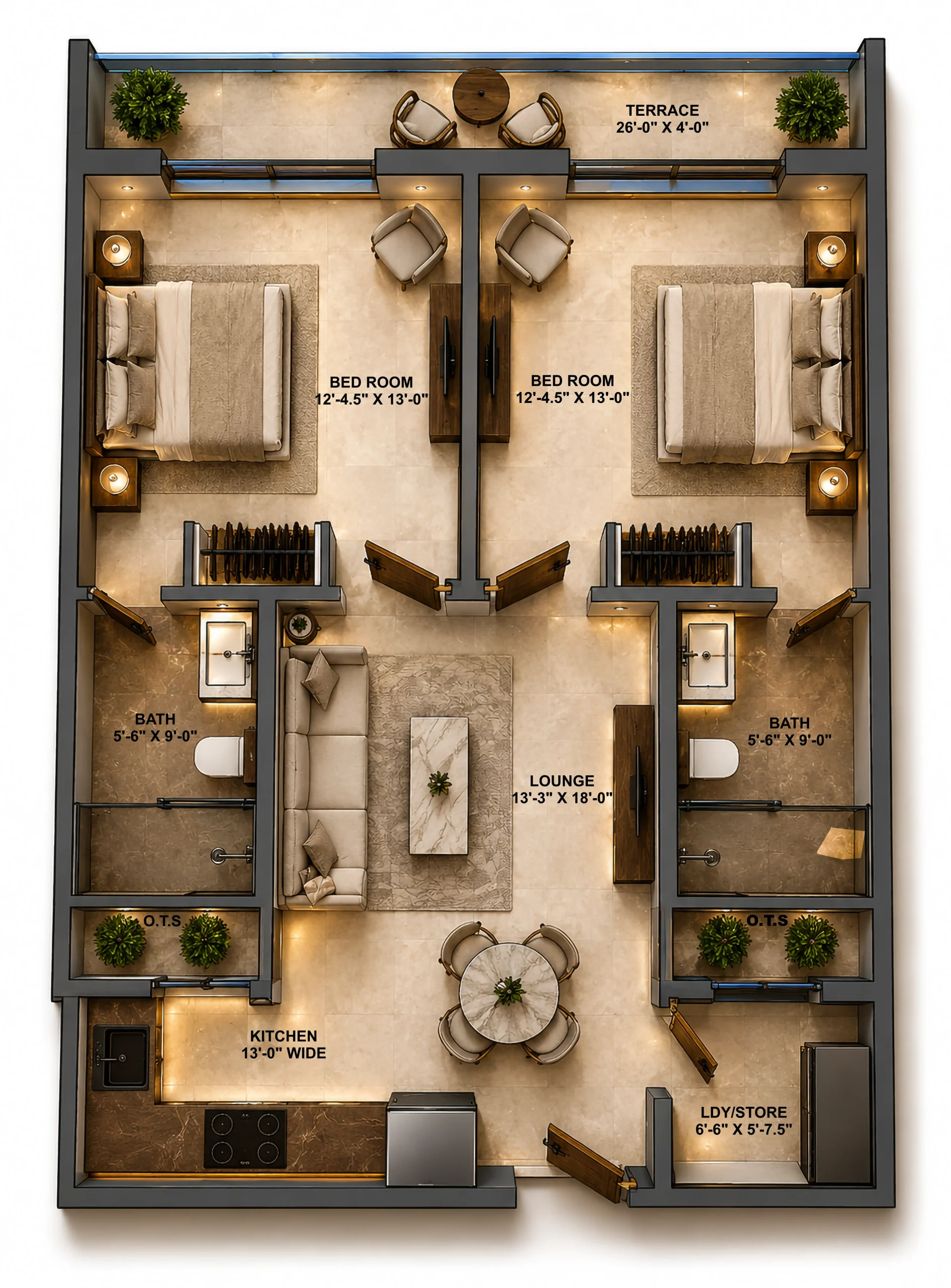Atrium Hills 2 Bed Executive Floorplan