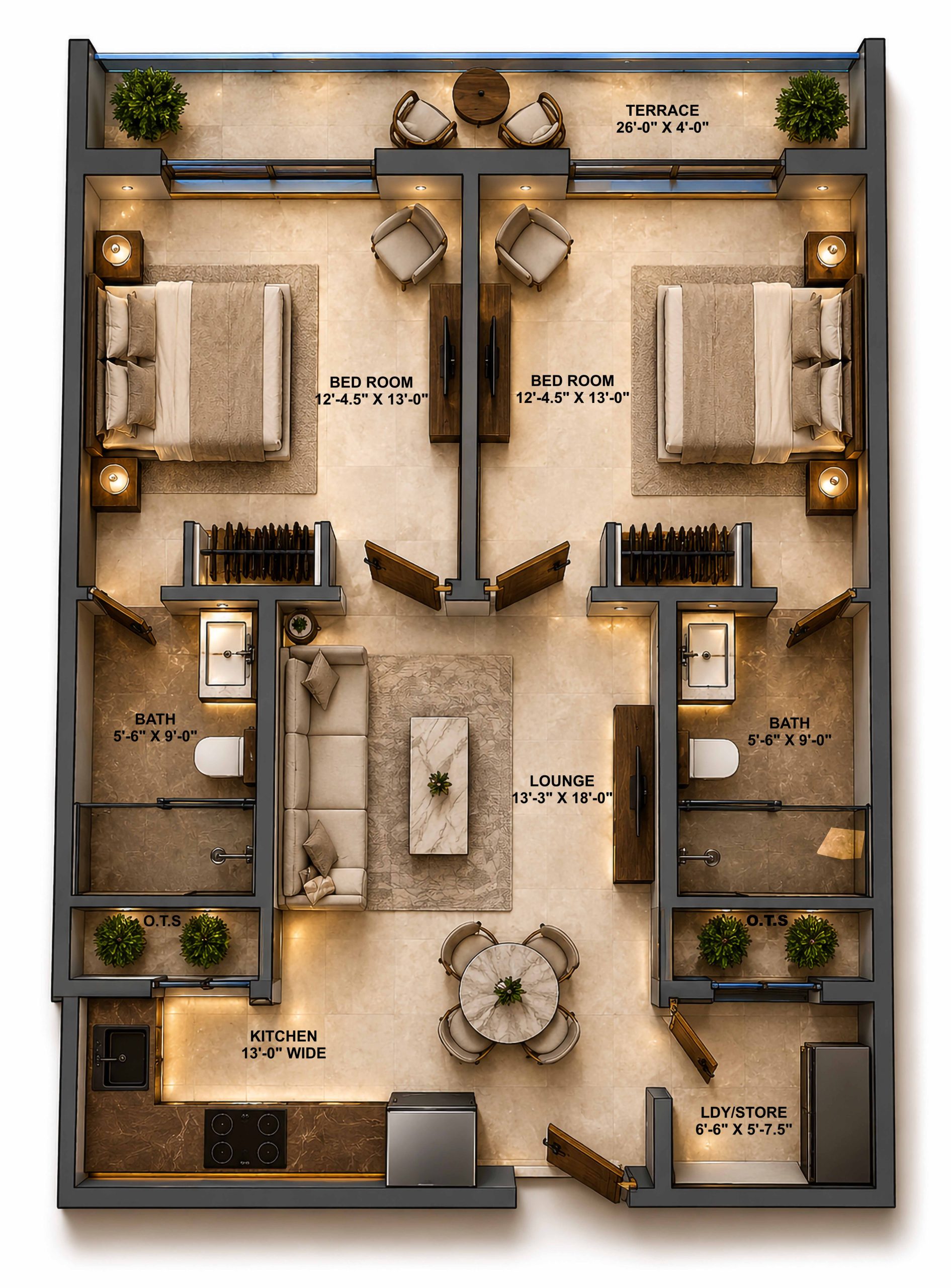 Atrium Hills 2 Bed Executive Floorplan