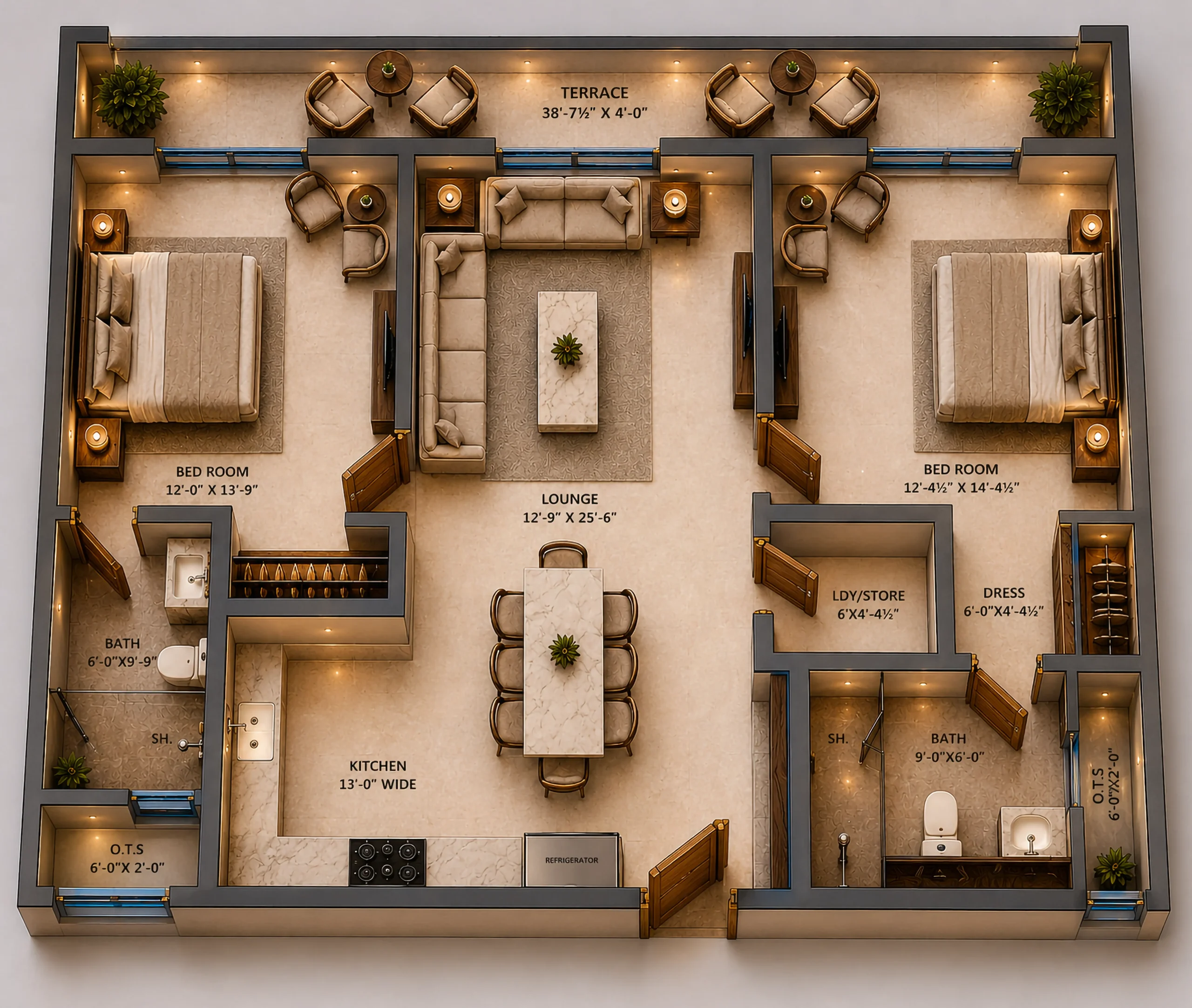 Atrium Hills 2 Bed Signature Floorplan