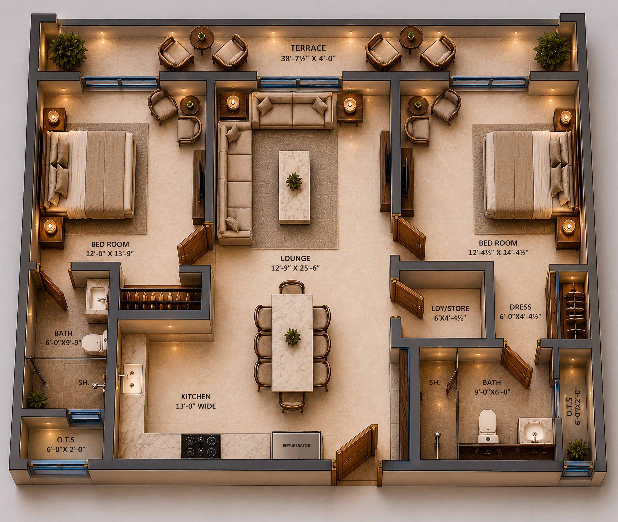 Atrium Hills 2 Bed Signature Floorplan